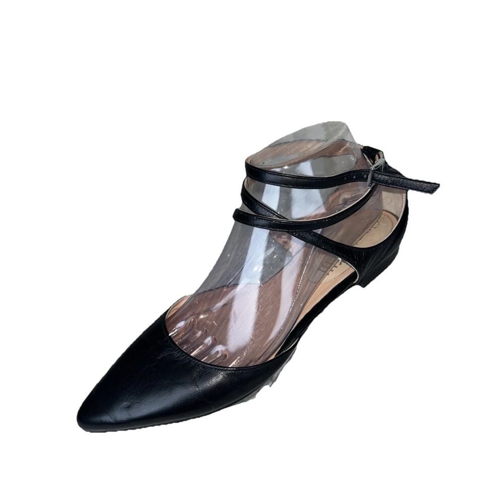 Cantarelli Woman’s Leather Black Flats Wrap Straps Dress Shoes 39
